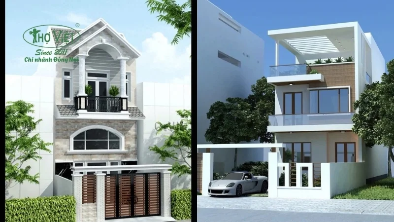 mẫu nhà 2 tấm, 2 tấm rưỡi đẹp hiện nay