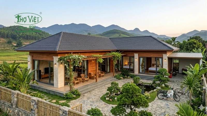 mẫu nhà cấp 4 4 phòng ngủ 120m2