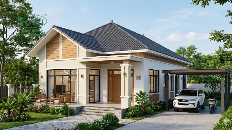 mẫu nhà cấp 4 4 phòng ngủ 120m2