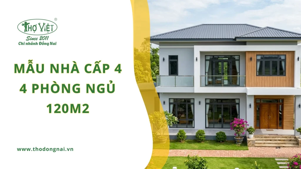 35+mẫu nhà cấp 4 4 phòng ngủ 120m2 đẹp sang