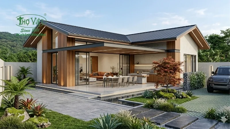 mẫu nhà cấp 4 4 phòng ngủ 120m2