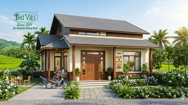 mẫu nhà cấp 4 4 phòng ngủ 120m2