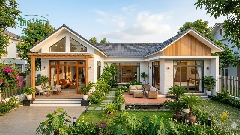 mẫu nhà cấp 4 đẹp 5x20 theo thời gian