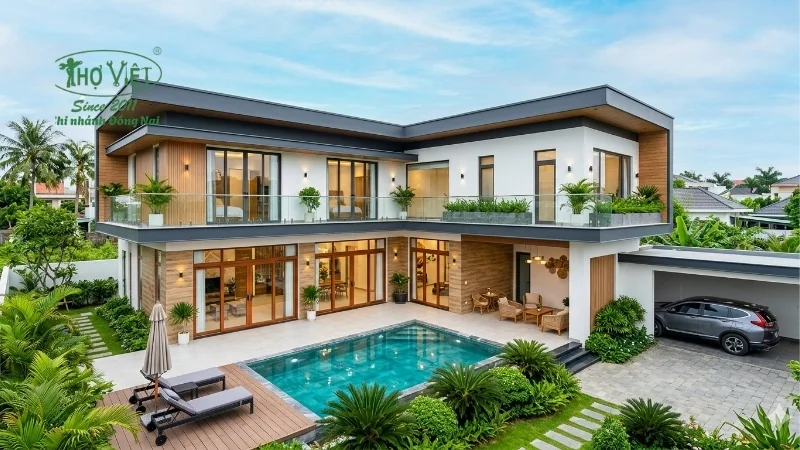 mẫu nhà chữ L 2 tầng đẹp xu hướng