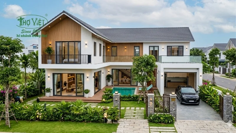 mẫu nhà chữ L 2 tầng đẹp xu hướng