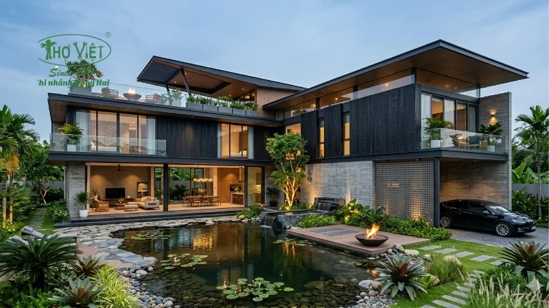 mẫu nhà chữ L 2 tầng đẹp xu hướng