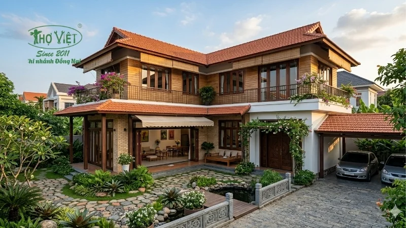 mẫu nhà chữ L 2 tầng đẹp xu hướng