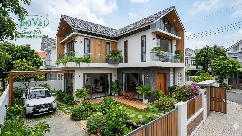 mẫu nhà chữ L 2 tầng đẹp xu hướng