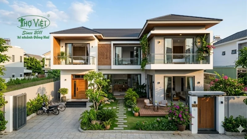 mẫu nhà chữ L 2 tầng đẹp xu hướng