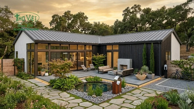 mẫu nhà chữ L cấp 4 đẹp xu hướng