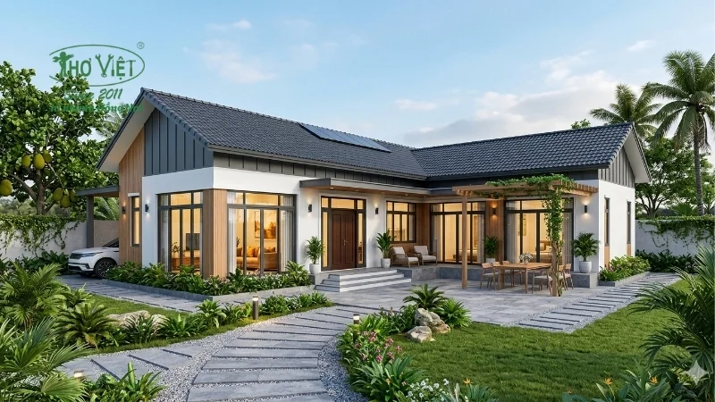 mẫu nhà chữ L cấp 4 đẹp xu hướng