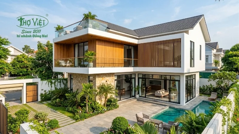 mẫu nhà chữ L 2 tầng đẹp xu hướng