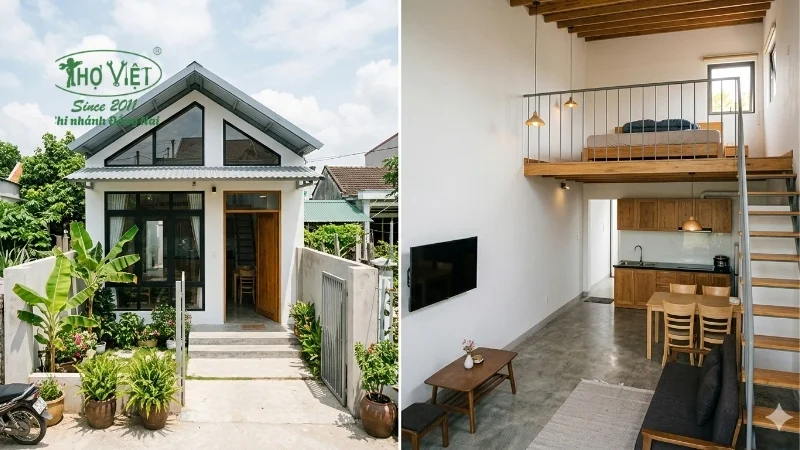 mẫu nhà cấp 4 gác lửng 200 triệu