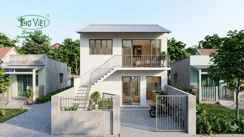 mẫu nhà cấp 4 gác lửng 200 triệu