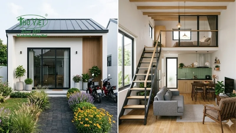 mẫu nhà cấp 4 gác lửng 200 triệu