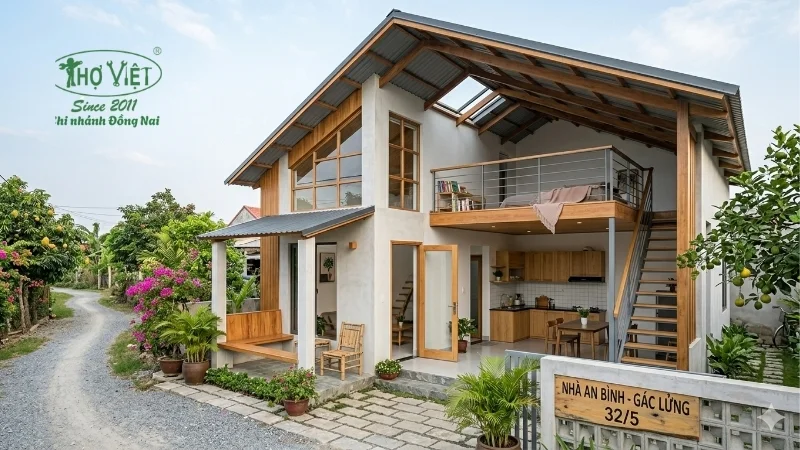 mẫu nhà cấp 4 gác lửng 200 triệu