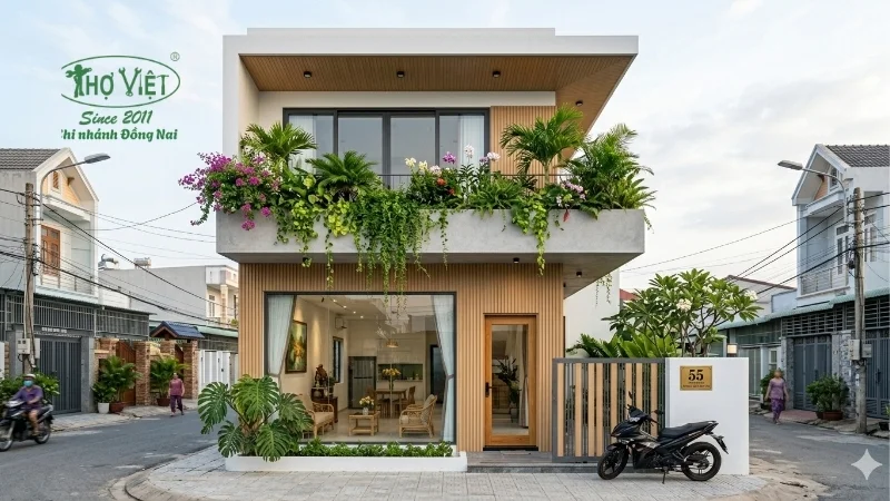 mẫu nhà nhà mặt tiền 5m 2 tầng đáng xây hiện nay