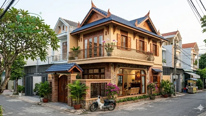 mẫu nhà nhà mặt tiền 5m 2 tầng đáng xây hiện nay