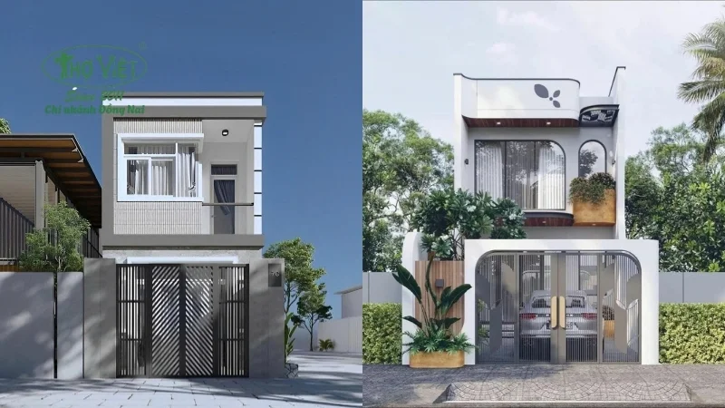 Nhà 2 tầng phong cách hiện đại tối giản