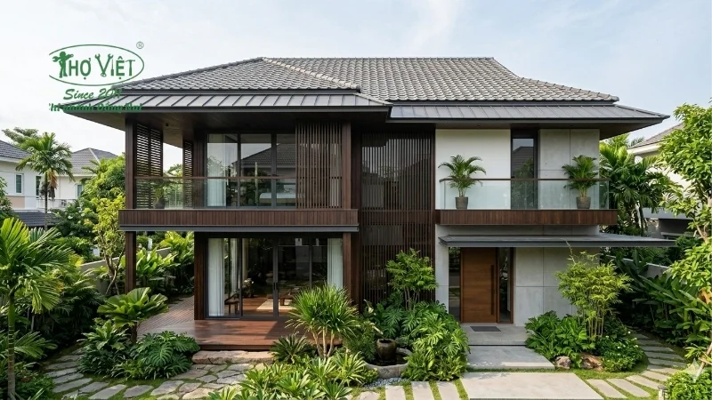 Nhà 2 tầng mái nhật tinh tế