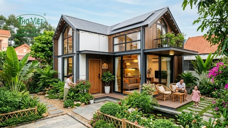 Nhà chữ L cấp 4 có gác lửng