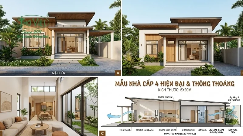 Vì sao nhà cấp 4 đẹp 5x20 được ưa chuộng?