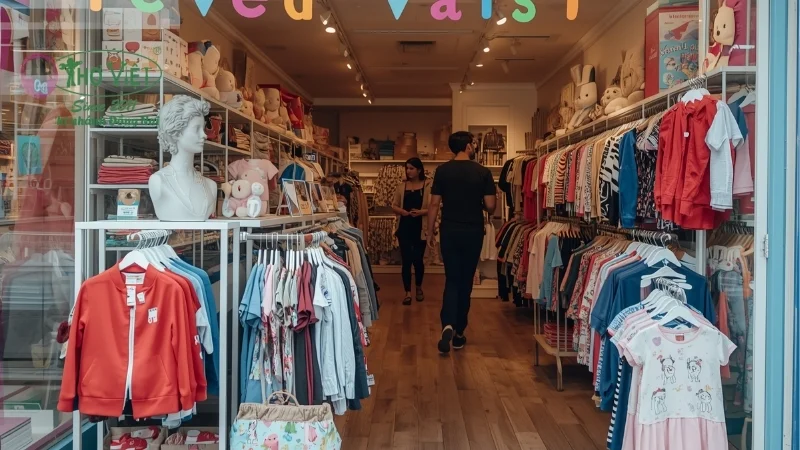 Mẫu trang trí shop quần áo trẻ em đẹp nhất hiện nay
