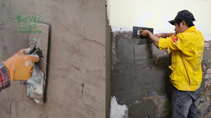 Trát 1m2 tường hết bao nhiêu xi măng?