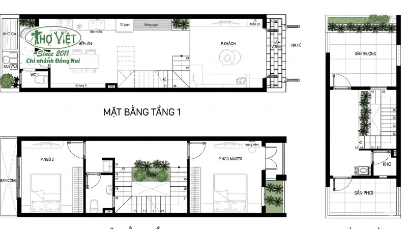 50+ mẫu nhà ống 3 tầng 4x12m đẹp và tiện nghi 6 Bản vẽ mặt bằng nhà ống 3 tầng 4x12m