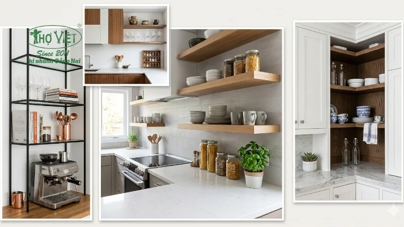 các mẫu kệ nhà bếp đơn giản mà tinh tế