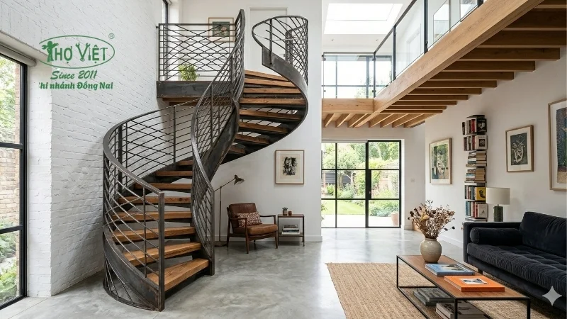 các mẫu cầu thang sắt cho nhà nhỏ phổ biến