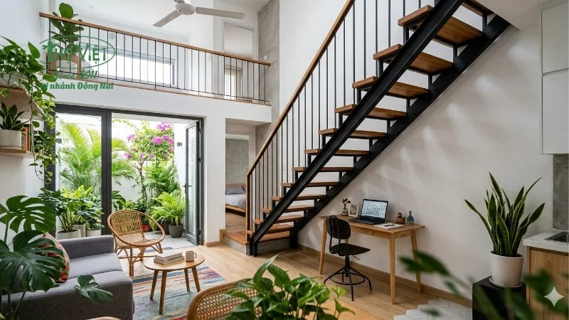 các mẫu cầu thang sắt cho nhà nhỏ phổ biến