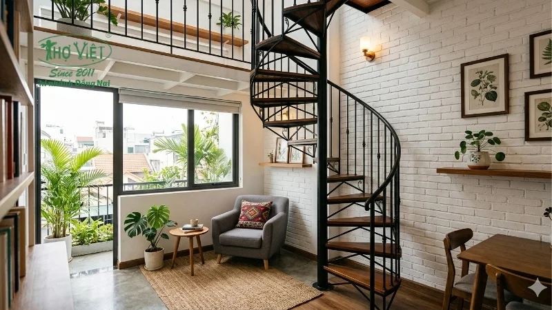 các mẫu cầu thang sắt cho nhà nhỏ phổ biến