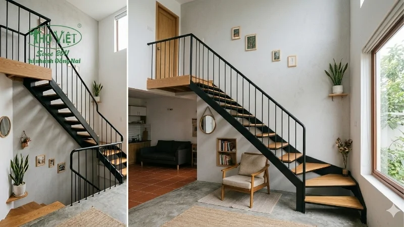 các mẫu cầu thang sắt cho nhà nhỏ phổ biến