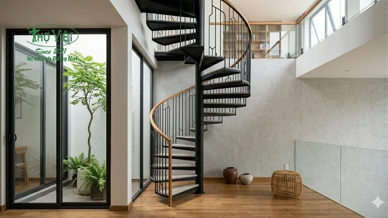 Cầu thang sắt xoắn ốc gọn nhẹ