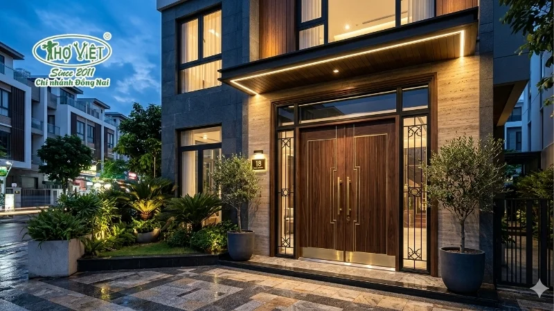 mẫu cửa chính đẹp cho nhà ống bền đẹp