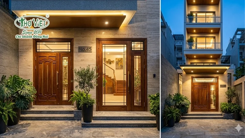 mẫu cửa chính đẹp cho nhà ống bền đẹp