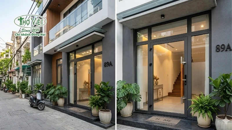 mẫu cửa chính đẹp cho nhà ống bền đẹp