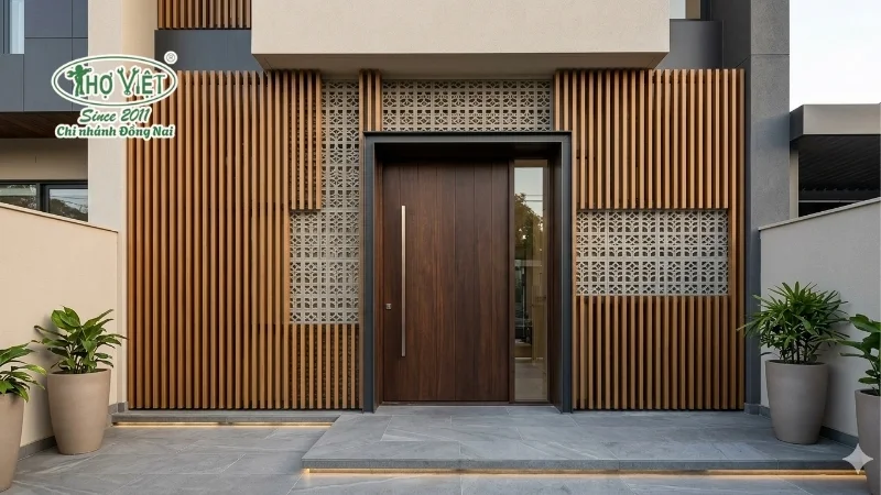 cửa chính Phong cách kết hợp lam và ô thoáng