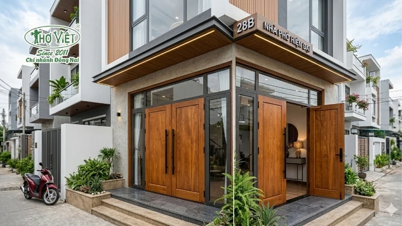 mẫu cửa chính đẹp cho nhà ống bền đẹp