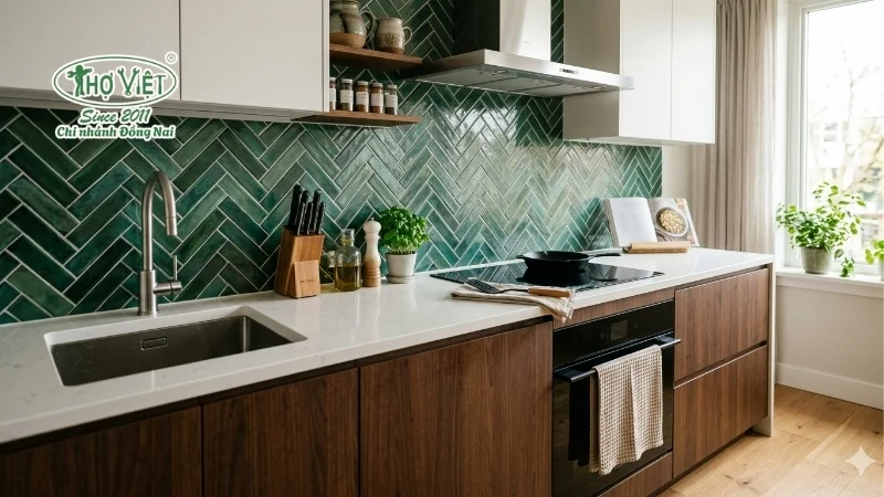 mẫu gạch ốp nhà bếp đẹp thịnh hành