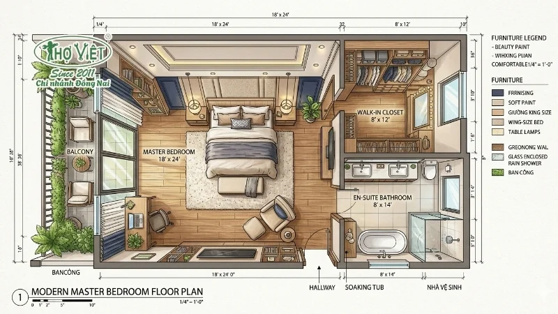 mẫu mặt bằng phòng ngủ đúng tiêu chuẩn