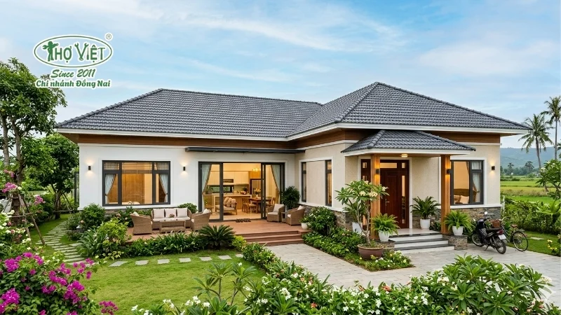 mẫu nhà 1 tầng 4 phòng ngủ 100m2 đẹp thịnh hành