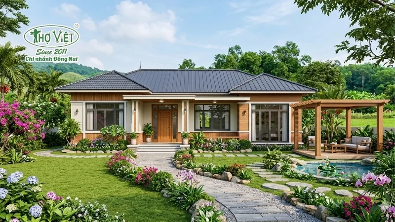 mẫu nhà 1 tầng 4 phòng ngủ 100m2 đẹp thịnh hành