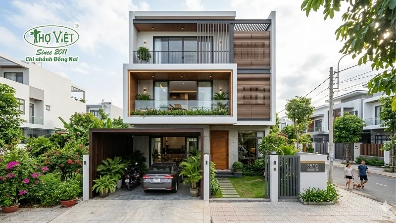 mẫu nhà 1 trệt 2 lầu hiện đại đẹp mê ly
