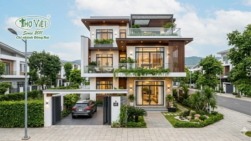 mẫu nhà 1 trệt 2 lầu hiện đại đẹp mê ly