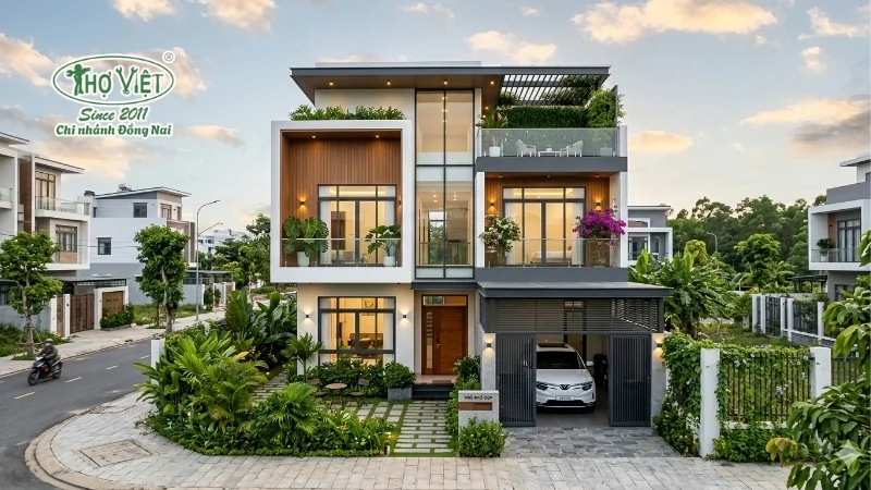 mẫu nhà 1 trệt 2 lầu hiện đại đẹp mê ly