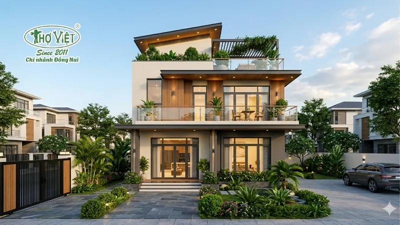 mẫu nhà 1 trệt 2 lầu hiện đại đẹp mê ly