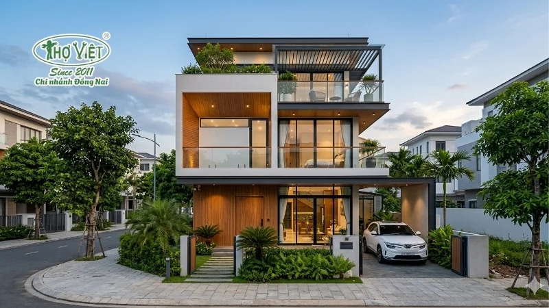 mẫu nhà 1 trệt 2 lầu hiện đại đẹp mê ly