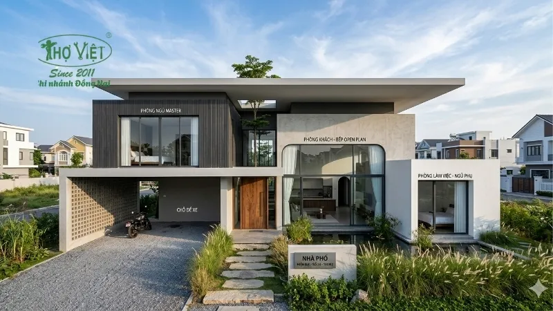 mẫu nhà 100m2 đẹp tiện nghi